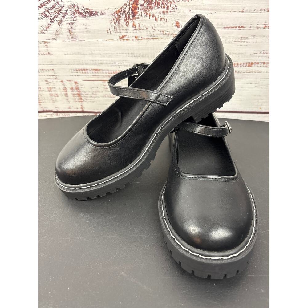 Womens NWT Torrid Black Chunky Lug Sole Mary Janes Flats Shoes Grunge Retro 9WW
